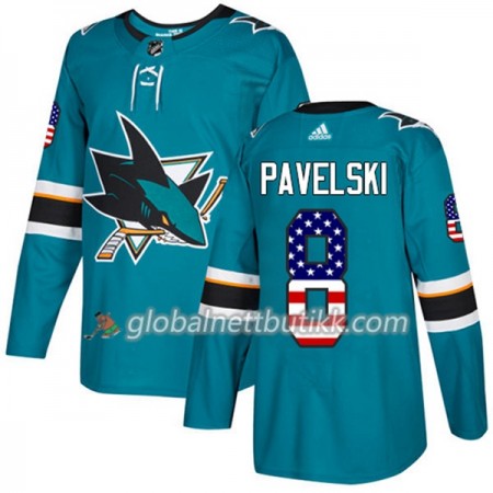 San Jose Sharks Hockeydrakt Joe Pavelski 8 2017-2018 USA Flag Fashion Teal Adidas Authentic - Herre